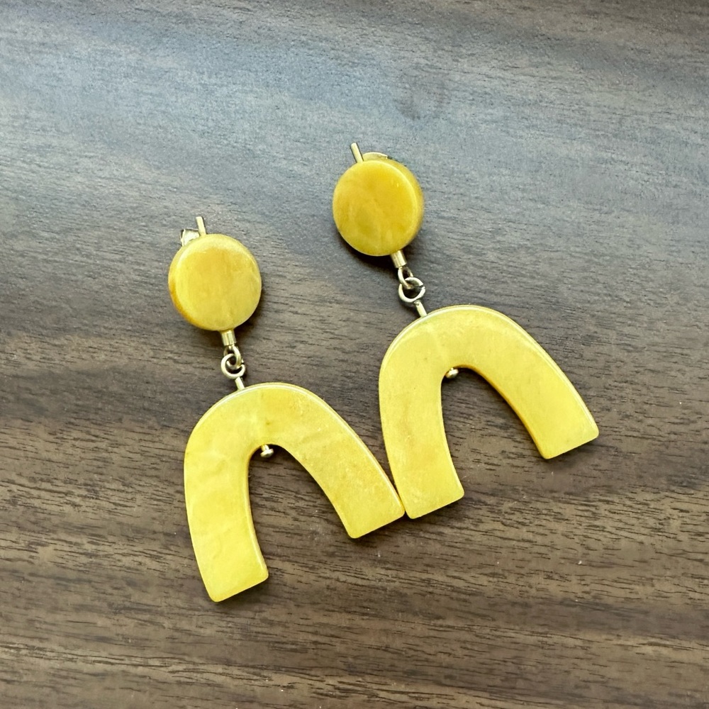 Madewell Mustard Yellow Dangle Acetate Arch Earrings